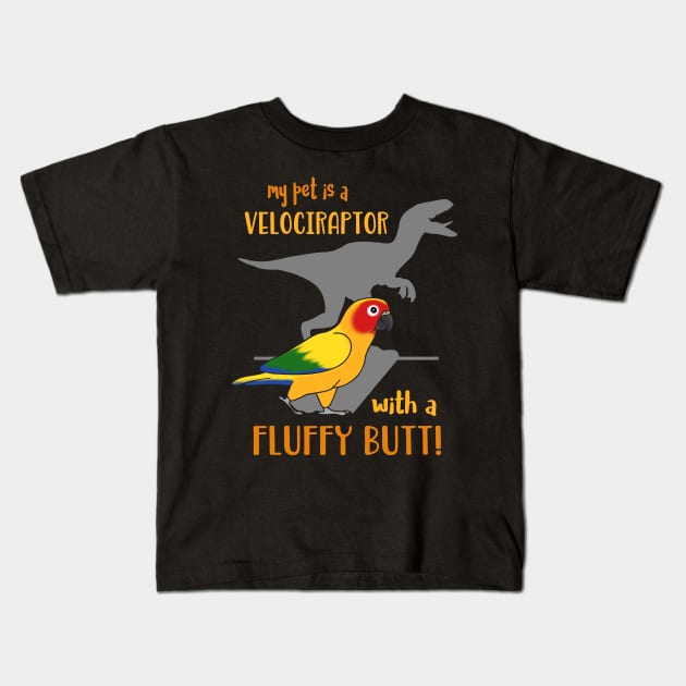 velociraptor with fluffy butt - Sun Conure Kids T-Shirt by FandomizedRose